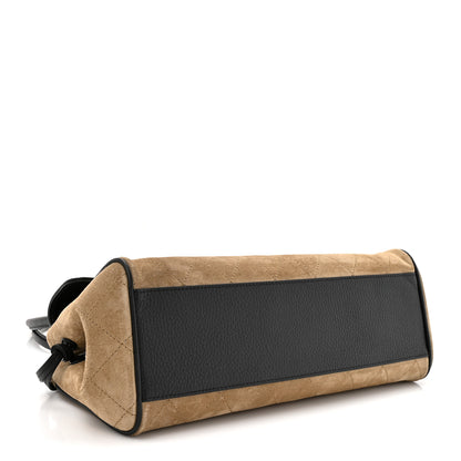 Chanel Grained Calfskin Suede Urban Essentials Small Shopping Bag Dark Beige Black 4 of 11