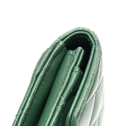 Chanel Lambskin Quilted Flap Card Holder Wallet Green 8 of 11