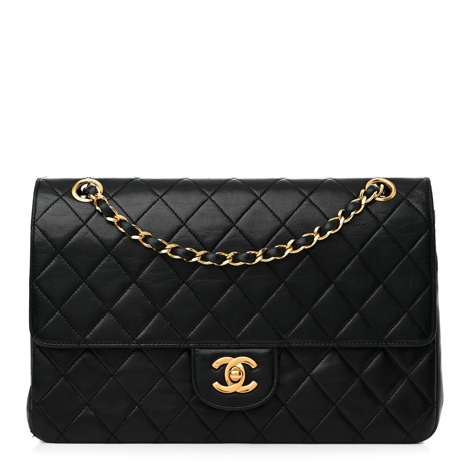 Chanel Lambskin Quilted Medium Double Flap Black 1 of 14