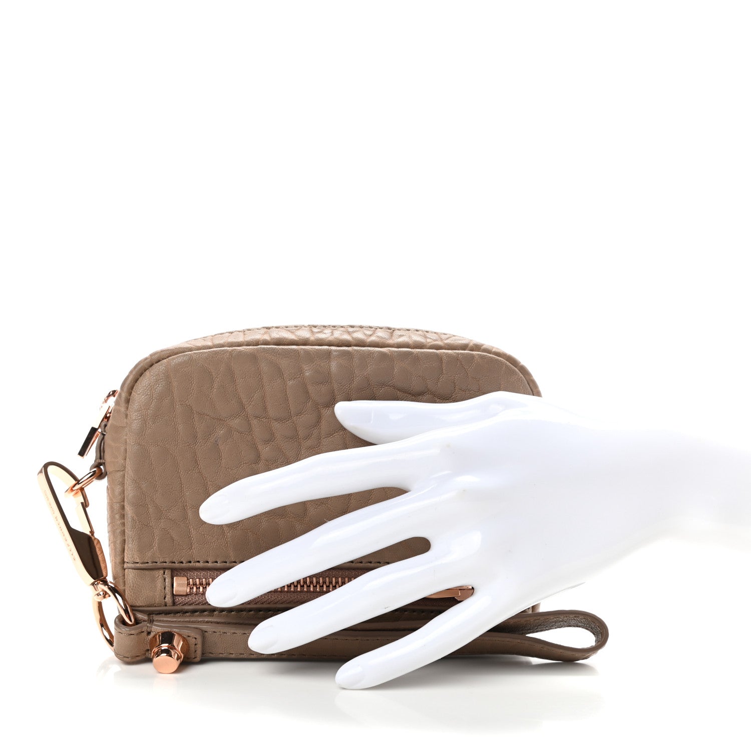 Alexander Wang Pebbled Lambskin Large Fumo Clutch Latte 2 of 6