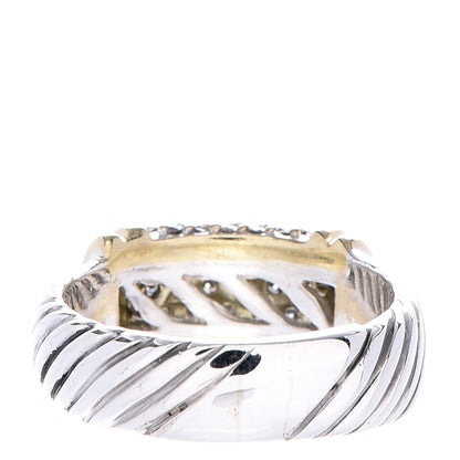 David Yurman Sterling Silver 18K Yellow Gold Diamond 8mm Metro Cable Ring 51.5 6 4 of 6
