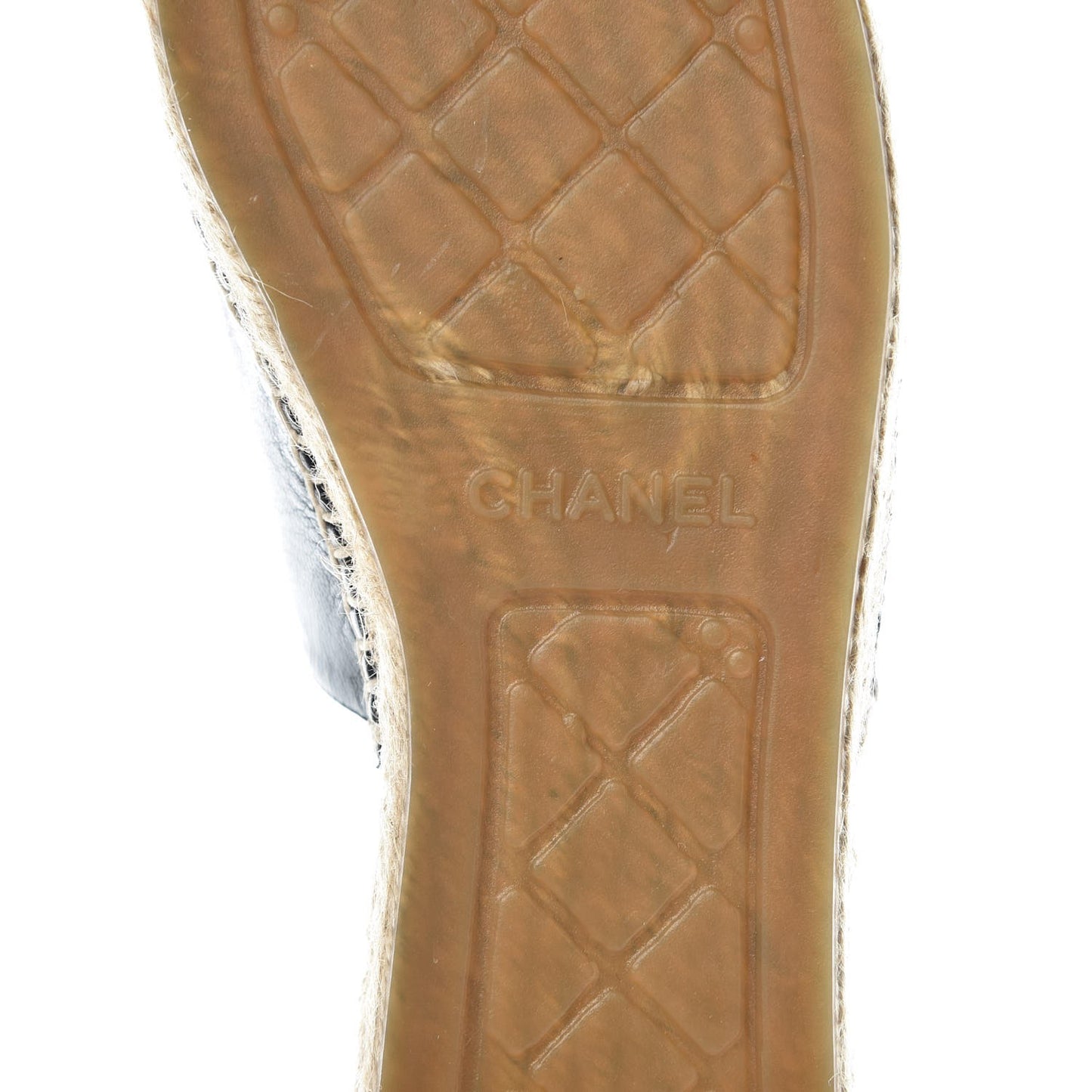 Iridescent Goatskin Patent CC Espadrille Mules 41 Black