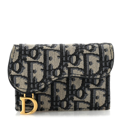 Christian Dior Oblique Saddle Card Holder Blue 1 of 13