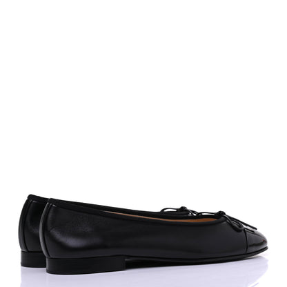 Chanel Lambskin Patent Cap Toe Ballerina Flats 39 Black 4 of 9
