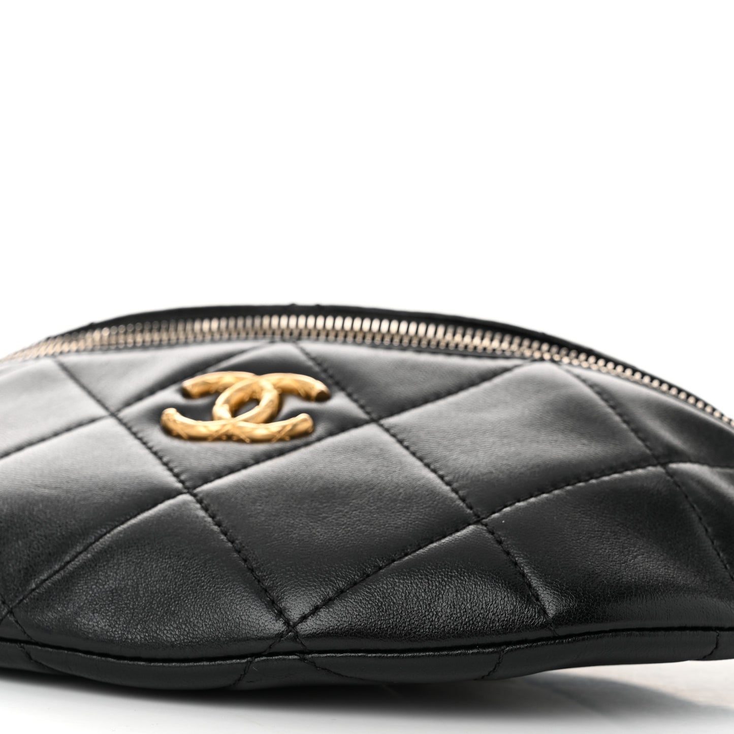 Lambskin Enamel Quilted Waist Bag Black
