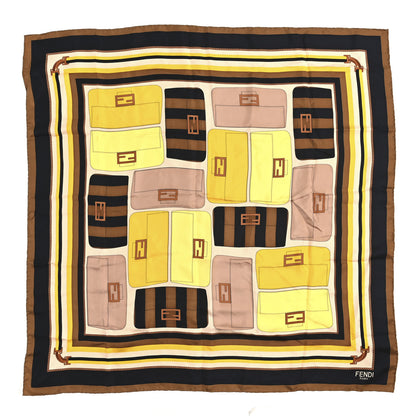 Fendi Silk Baguette Square Scarf Brown Black Multicolor 1 of 3