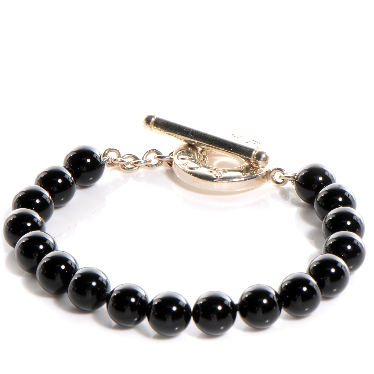 Sterling Silver Black Onyx Bead Toggle Bracelet