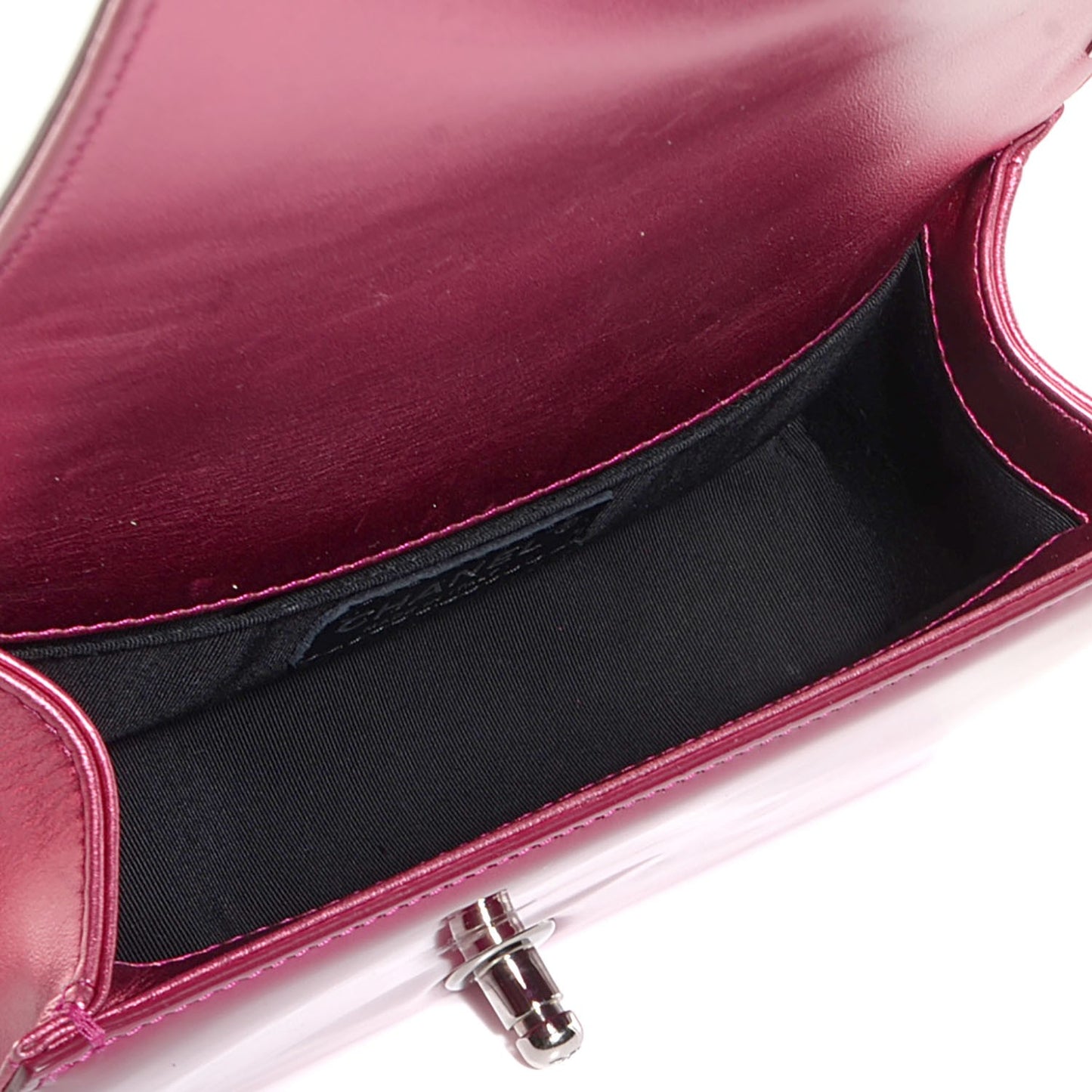 Metallic Patent Calfskin Quilted Small Boy Flap Pink