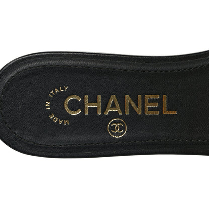 Chanel Lambskin Pearl Crystal CC Sandals 36 Black 7 of 9