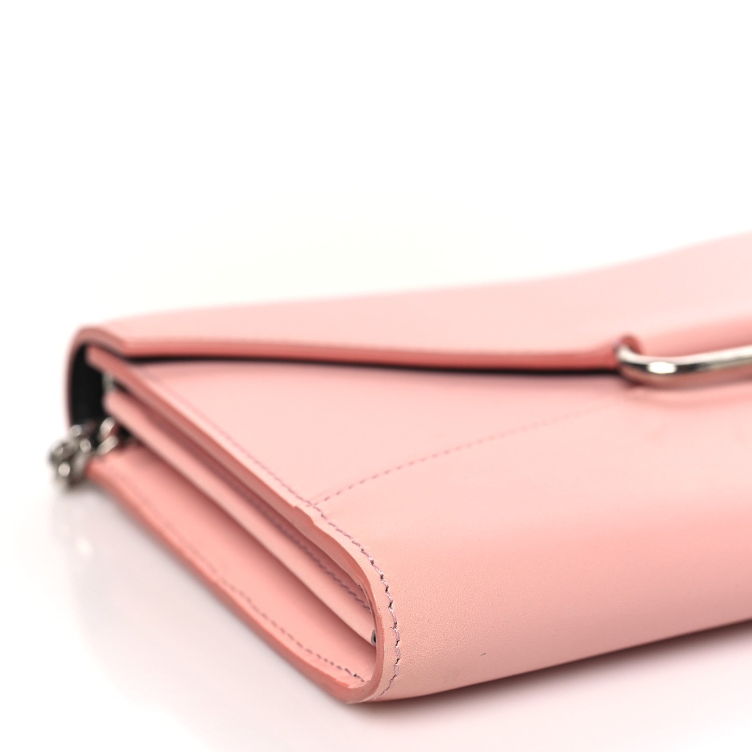 Alexander McQueen Calfskin Crystal Pin Envelope Wallet On Chain Pink 7 of 8