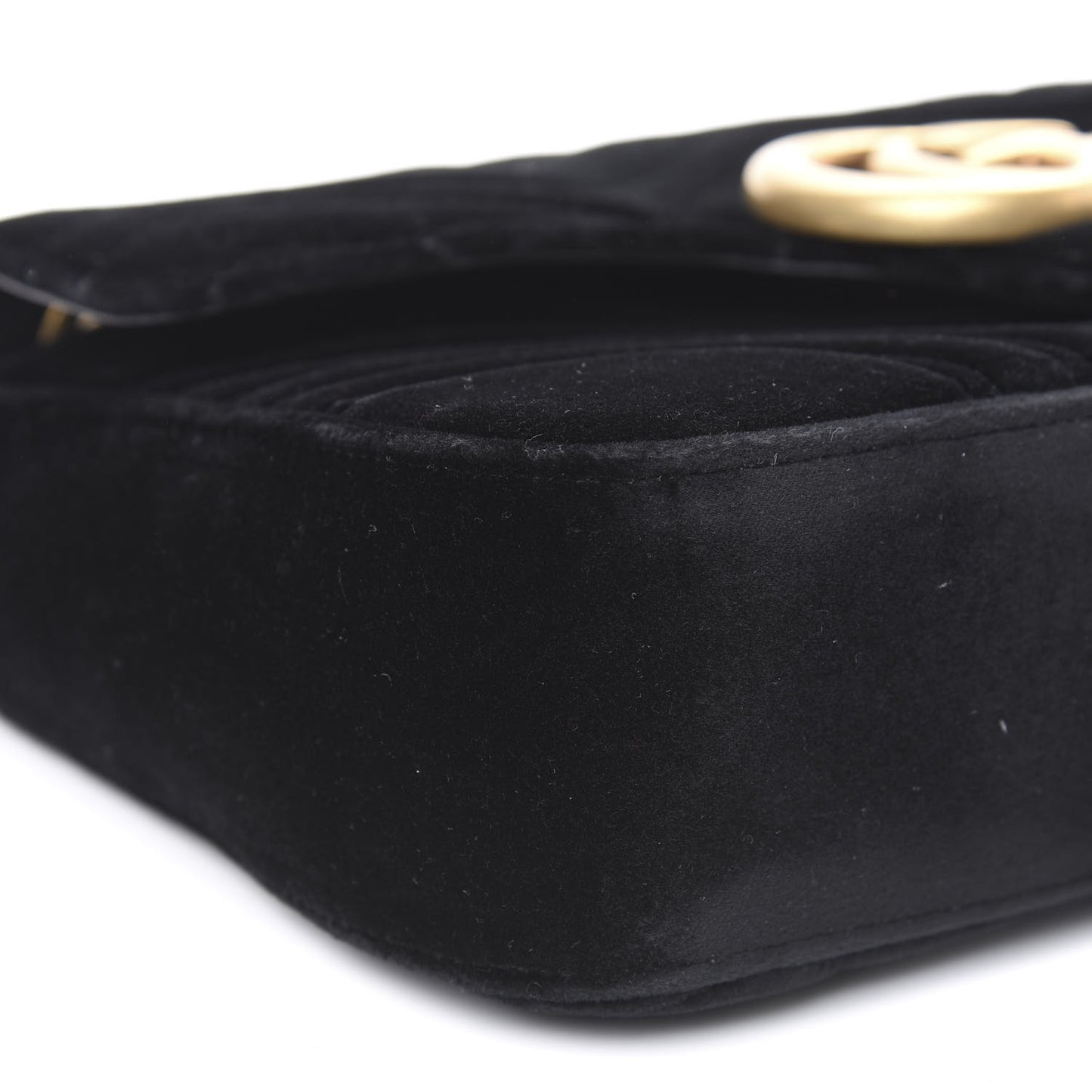 Velvet Matelasse Medium GG Marmont Shoulder Bag Black
