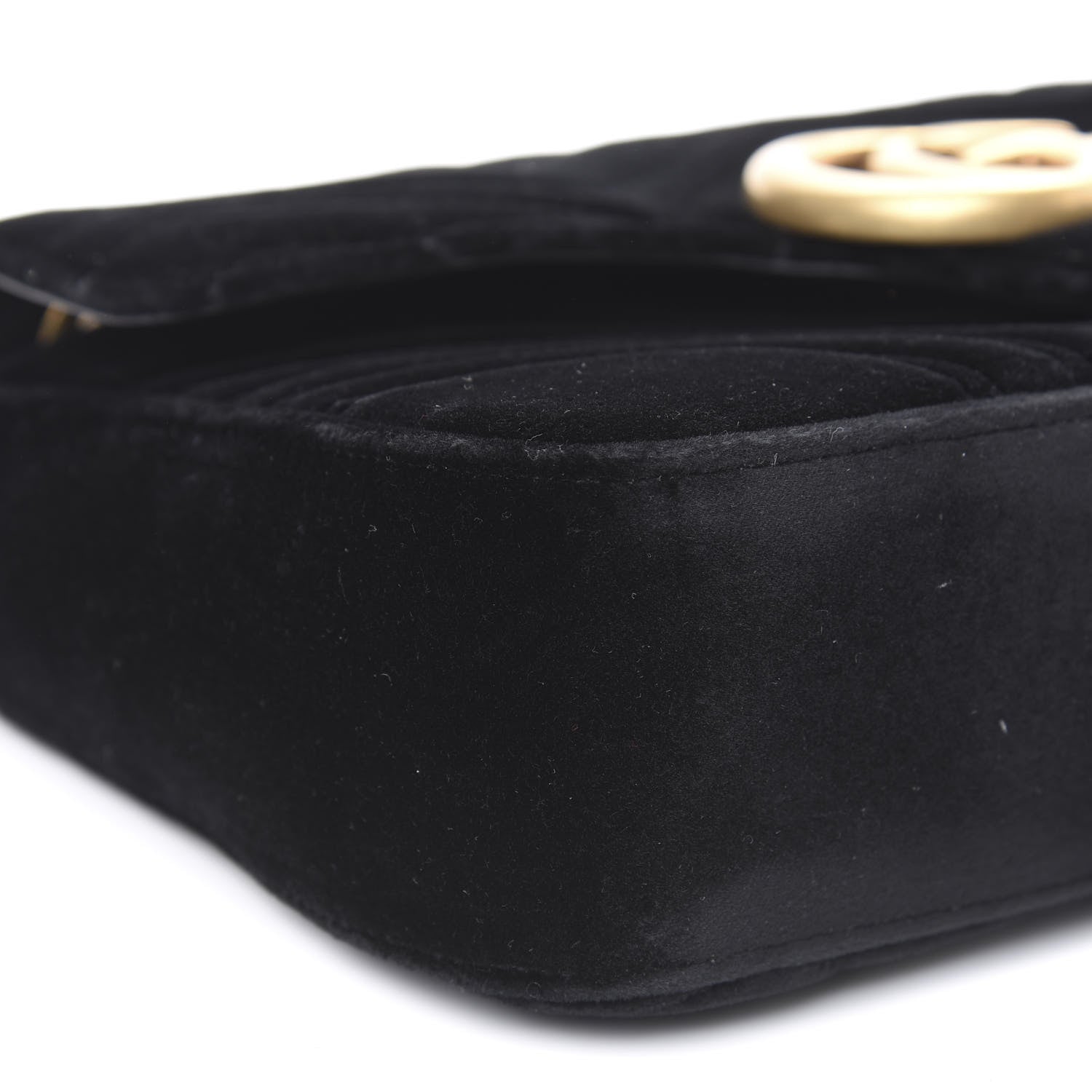 Gucci Velvet Matelasse Medium GG Marmont Shoulder Bag Black 10 of 12