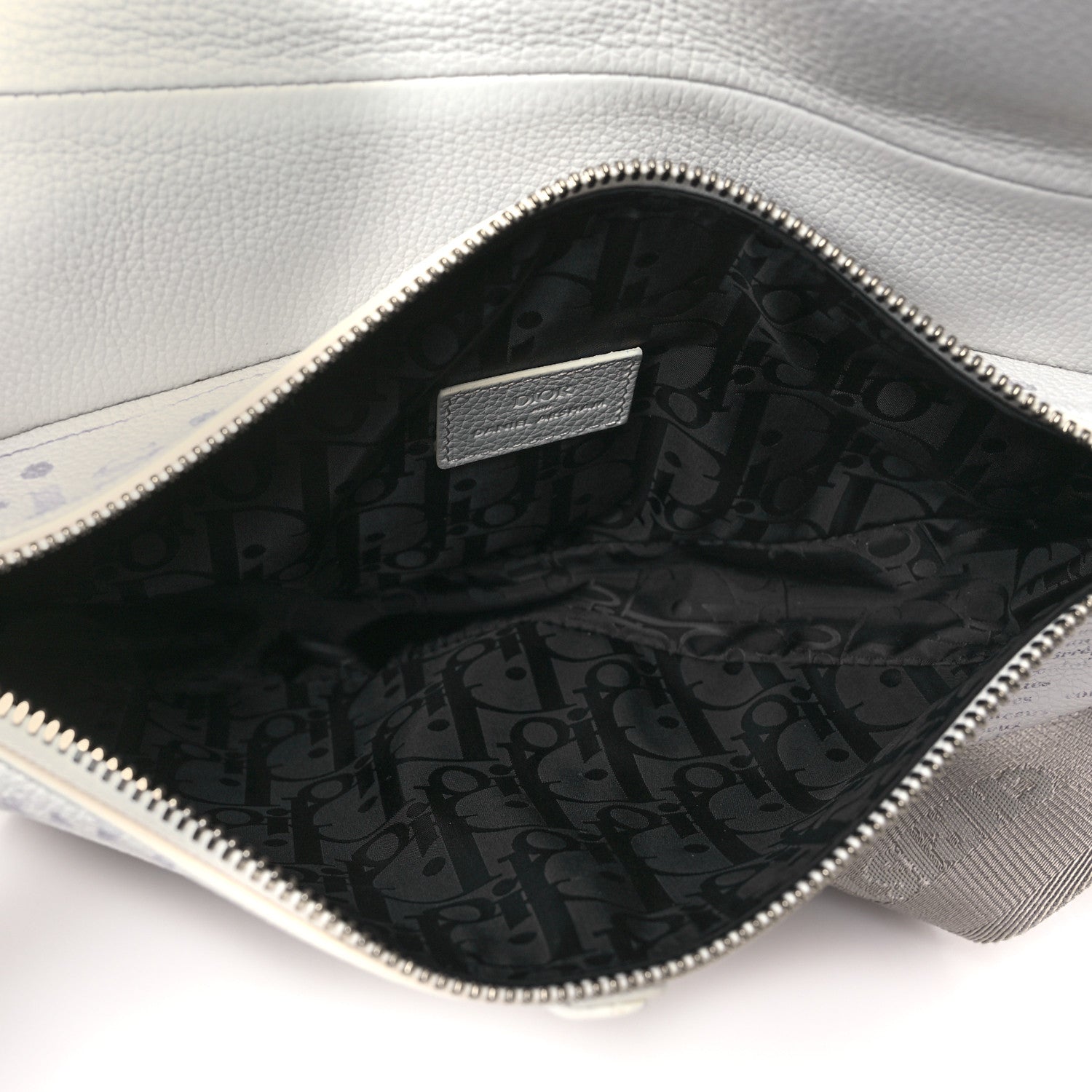 Christian Dior X DANIEL ARSHAM Grained Calfskin Newspaper Print Saddle Bag White 5 of 11