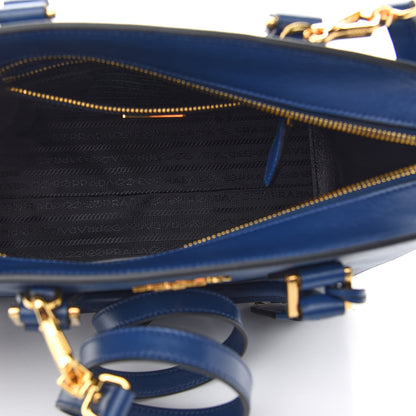 Prada Saffiano Soft Calfskin Double Handle Satchel Bluette 5 of 8