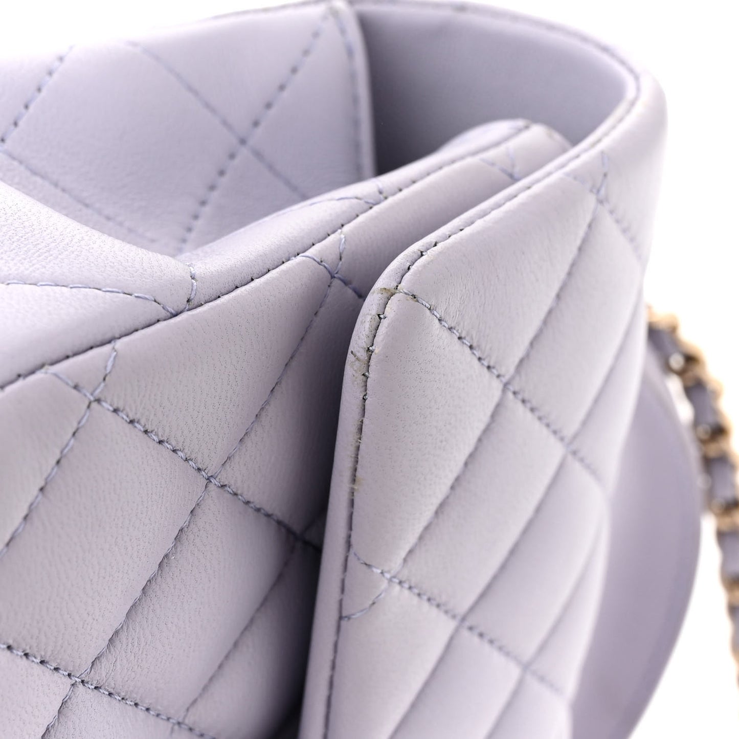 Lambskin Quilted Mini Top Handle Rectangular Flap Light Purple