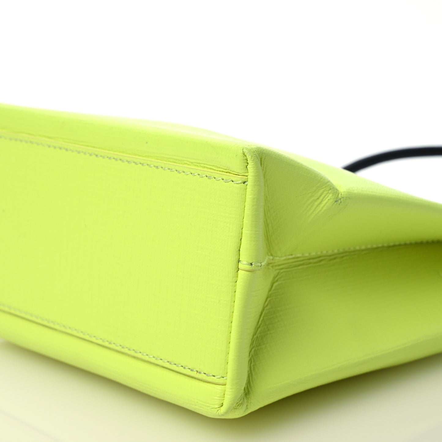 Squared Calfskin Logo Shopping Tote XXS Lime