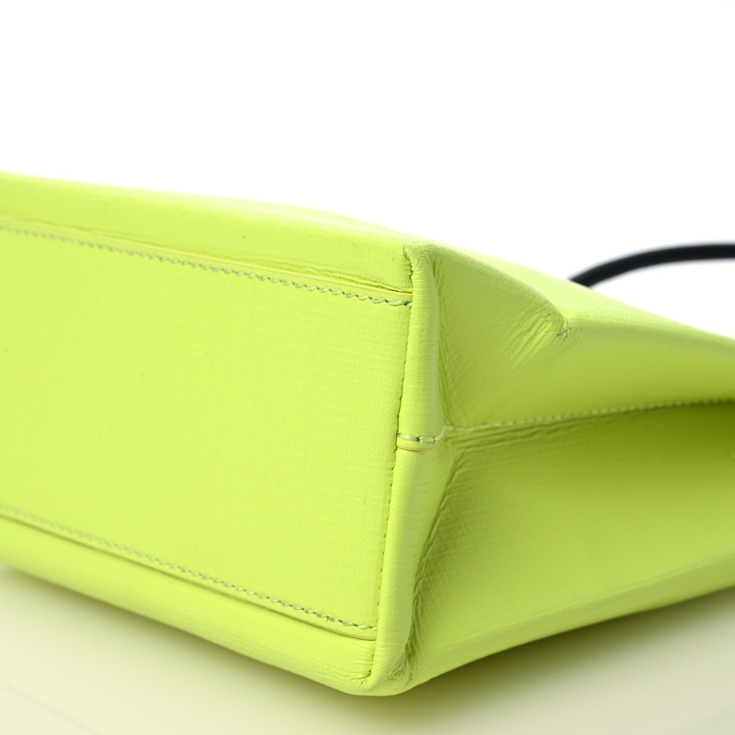Balenciaga Squared Calfskin Logo Shopping Tote XXS Lime 10 of 13