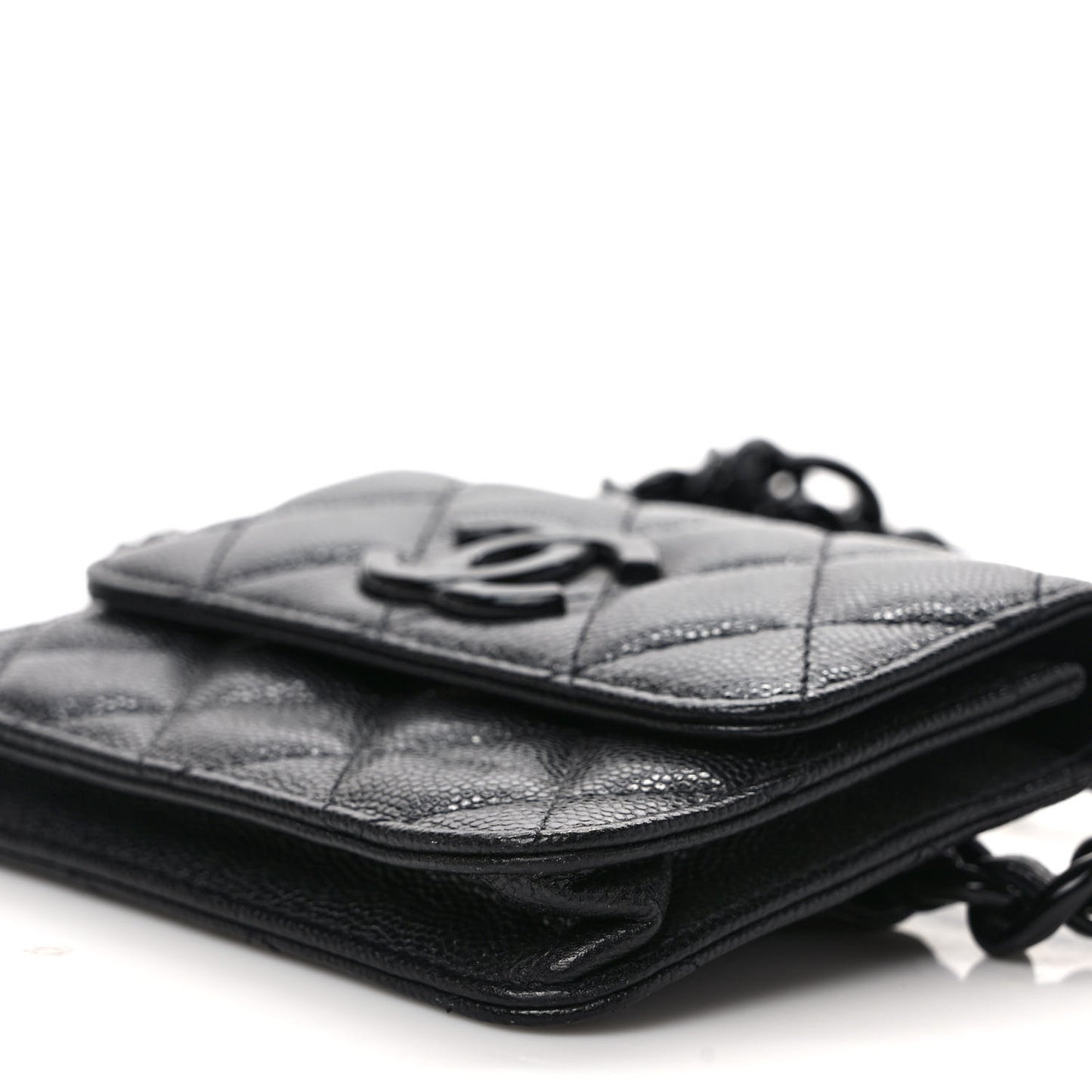 Caviar Quilted My Everything Belt Flap Card Holder Black