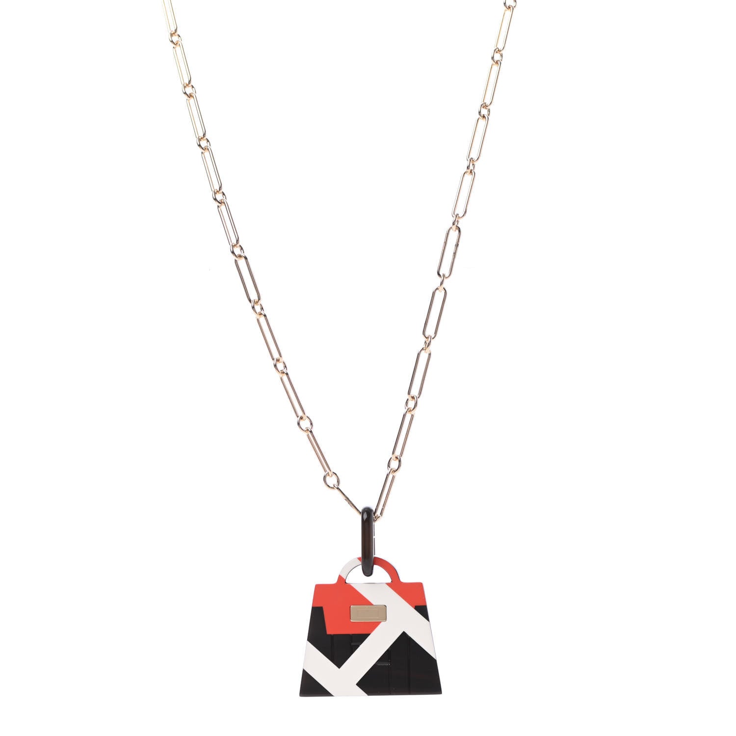 Hermes Pendentif Amulette Laquee GM Pendant Necklace Black 1 of 4