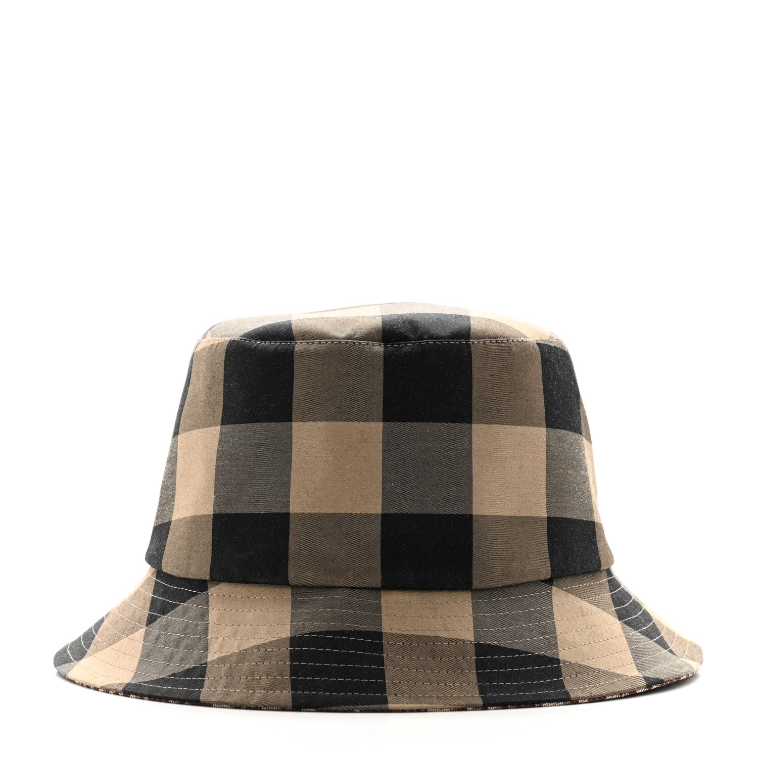Christian Dior Polyester Cotton Gingham Oblique Reversible Bucket Hat 57 Beige 3 of 15