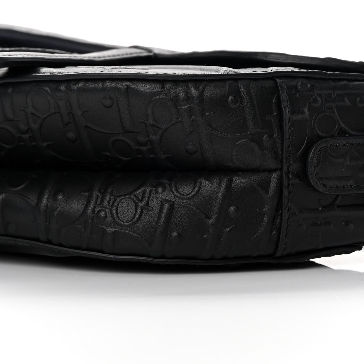 Christian Dior Calfskin Embossed Oblique Saddle Bag With Strap Black 10 of 12