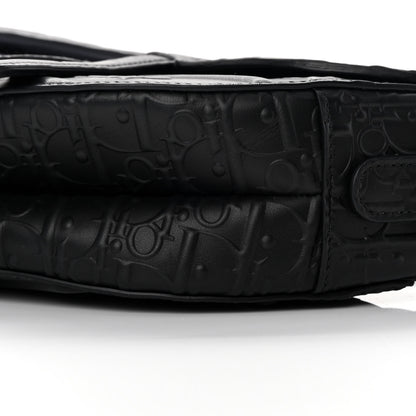 Christian Dior Calfskin Embossed Oblique Saddle Bag With Strap Black 10 of 12
