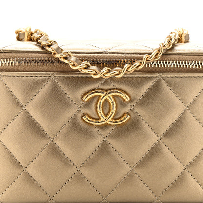 Chanel Metallic Lambskin Quilted Small CC Dynasty Vanity Case With Chain Gold 8 of 10
