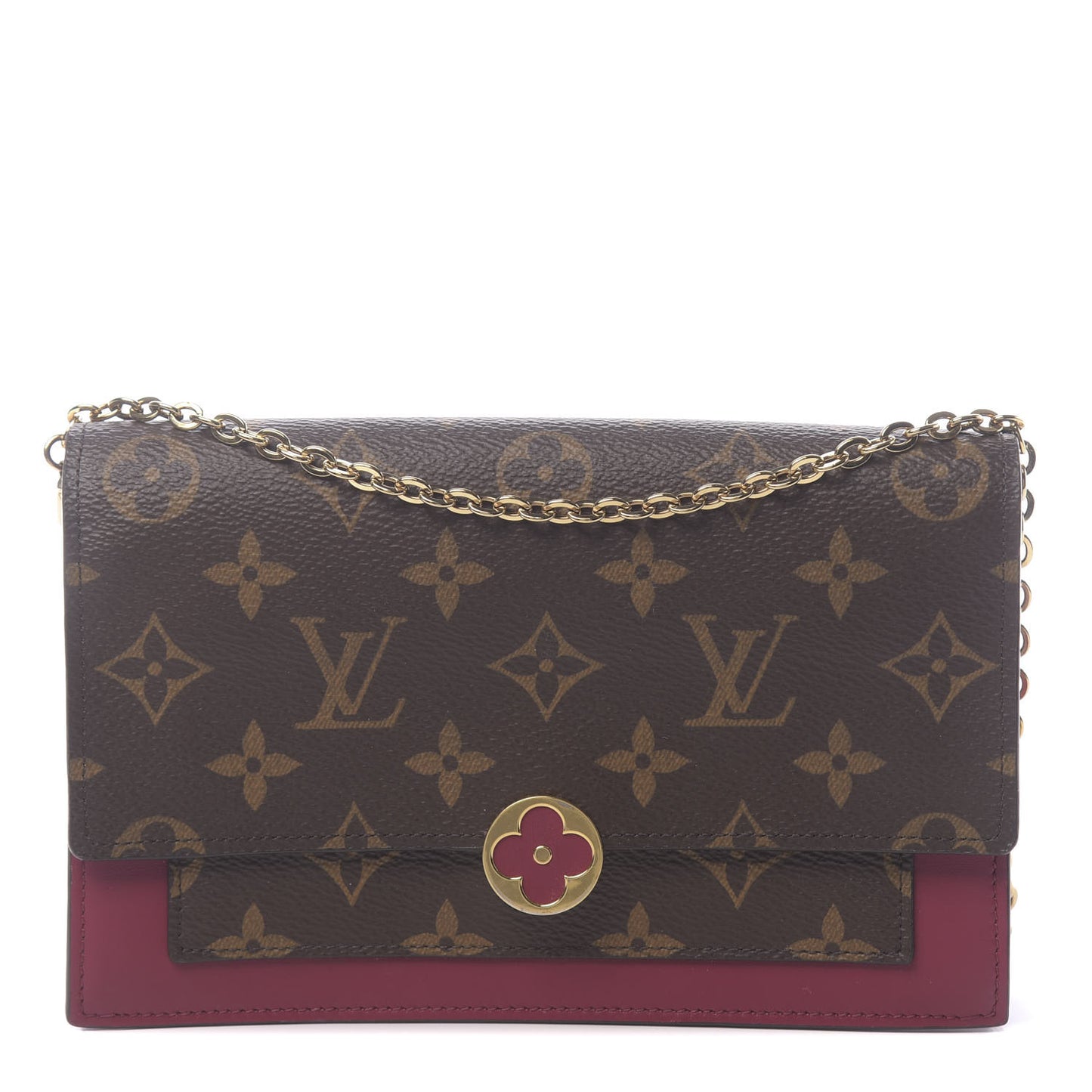 Monogram Flore Chain Wallet Fuchsia
