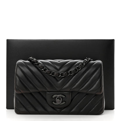 Chanel Lambskin Chevron Quilted Mini Rectangular Flap So Black 12 of 12