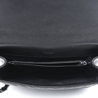 Saint Laurent Sheepskin Matelasse Chevron Monogram Monochrome Large College Satchel Black 5 of 14