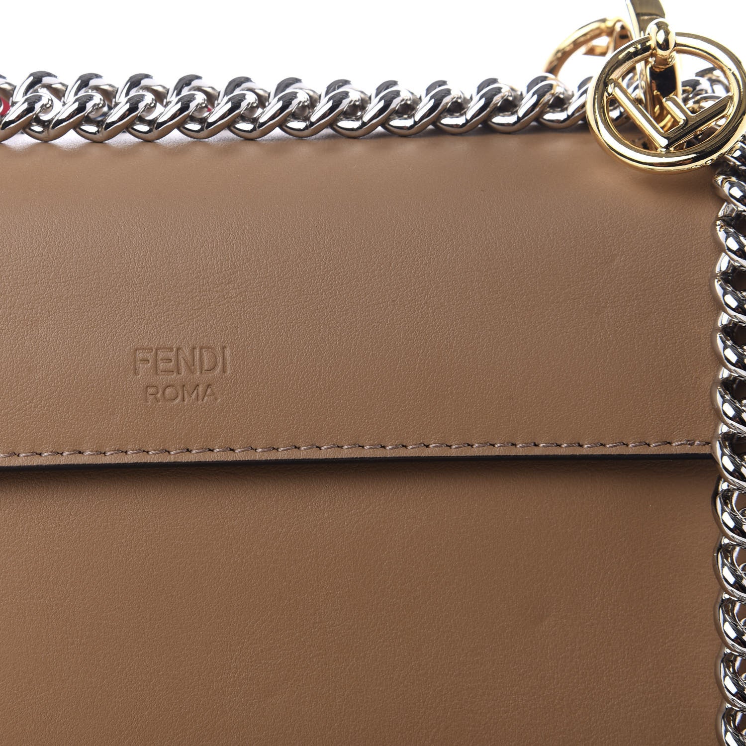 Fendi Calfskin F is Fendi Studded Small Kan I Shoulder Bag Tan 8 of 9