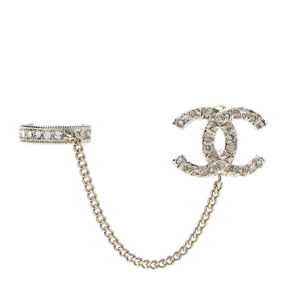 Chanel Crystal CC Cuff Single Earring Gold 1 of 10