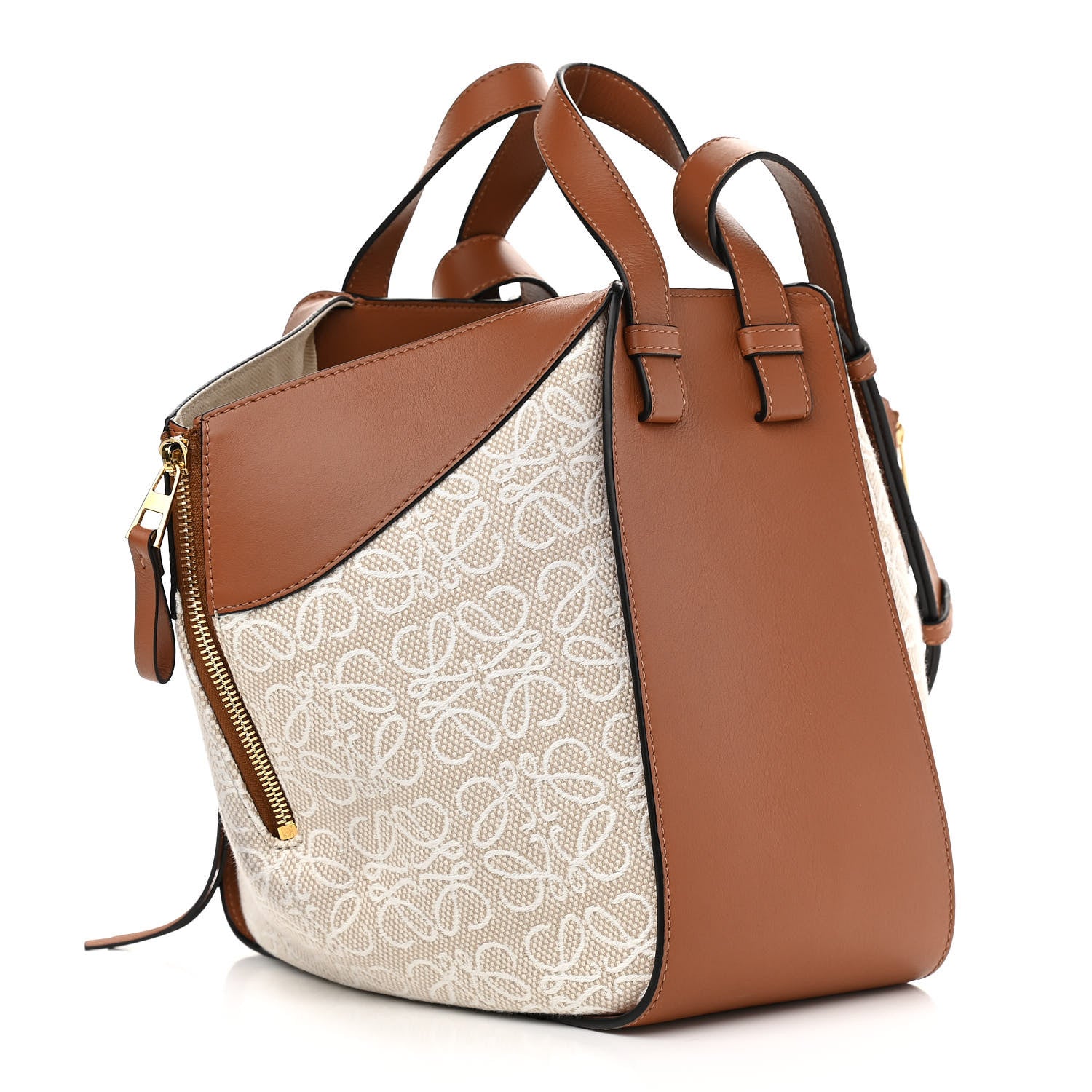 Loewe Calfskin Canvas Anagram Small Hammock Shoulder Bag Ecru Tan 3 of 10