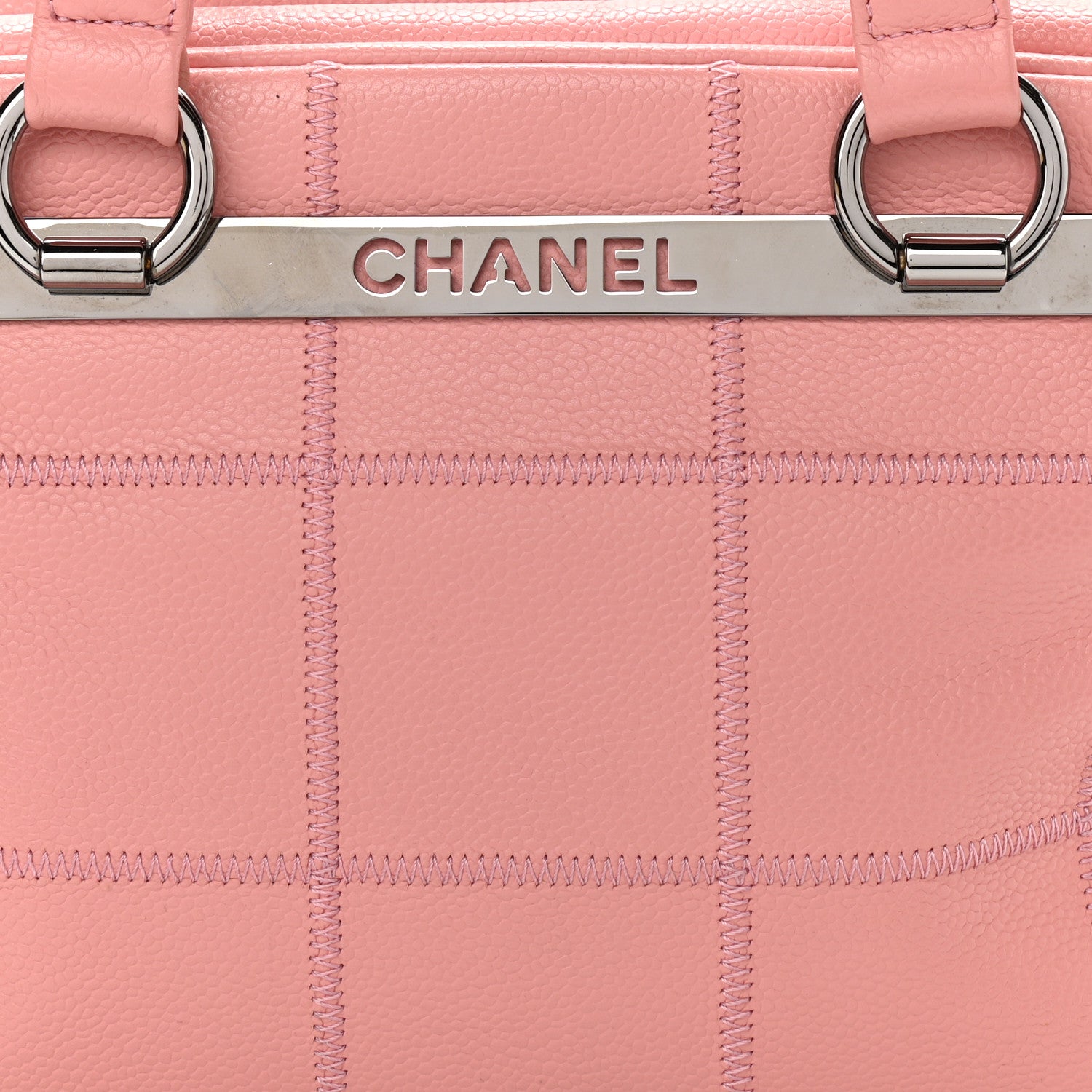Chanel Caviar Square Stitched Bowler Pink 8 of 10