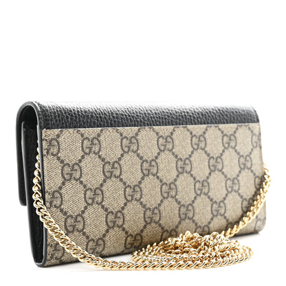 Gucci Dollar Calfskin GG Supreme Monogram Petite GG Marmont Wallet Chain Bag Black Beige Ebony 3 of 11