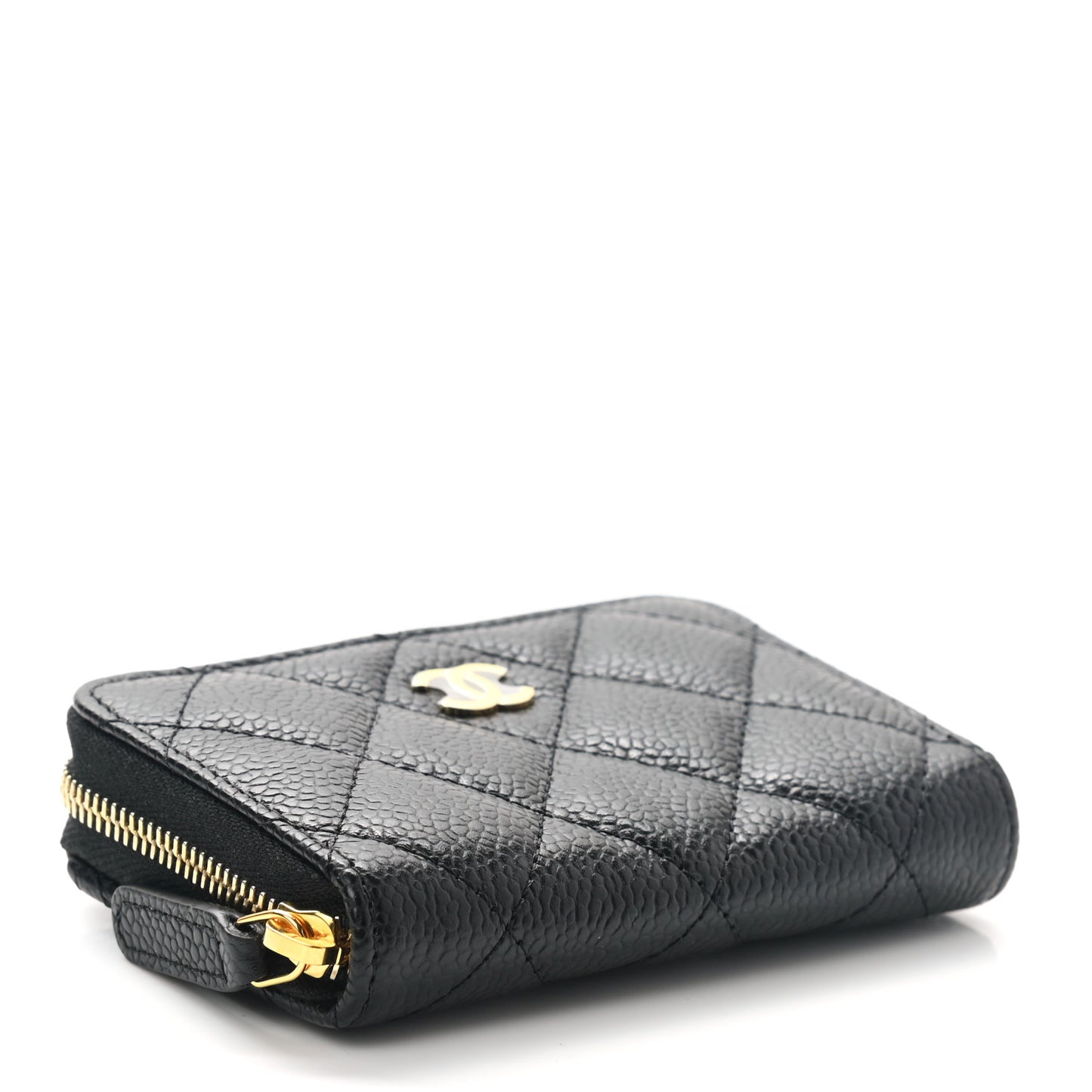 Caviar Quilted Zip Coin Purse Black
