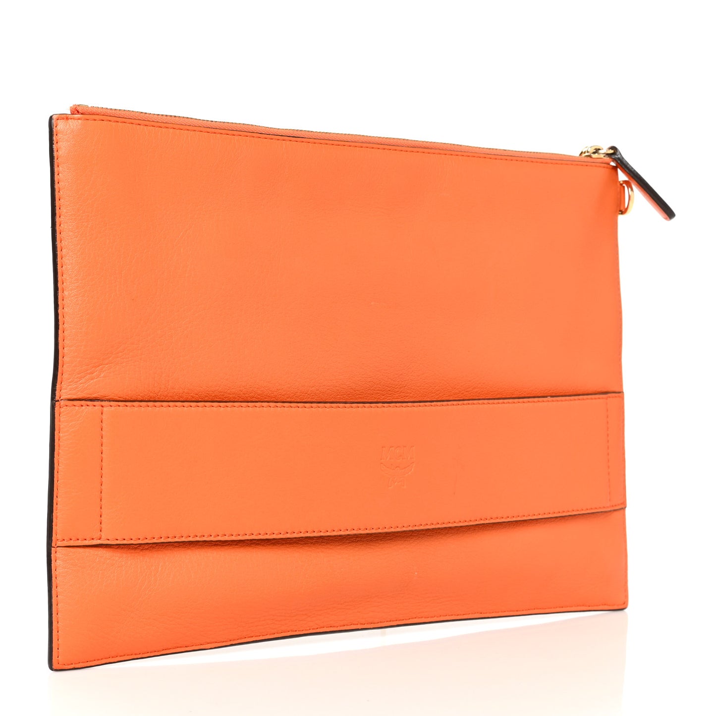 Visetos Calfskin Zip Pouch Cognac Orange
