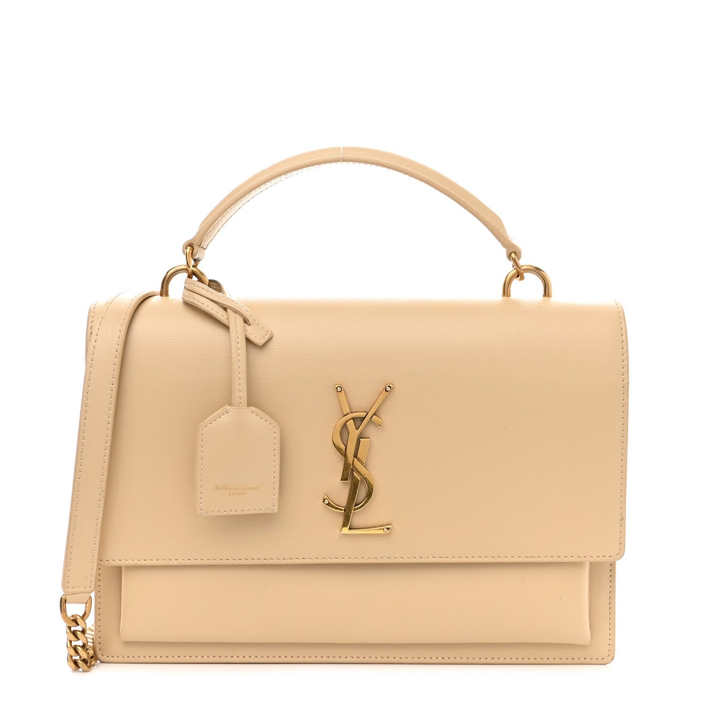 Smooth Calfskin Medium Monogram Sunset Satchel Beige
