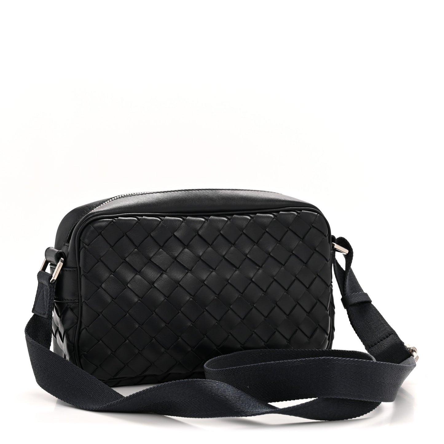 Calfskin Intrecciato Small Camera Bag Navy