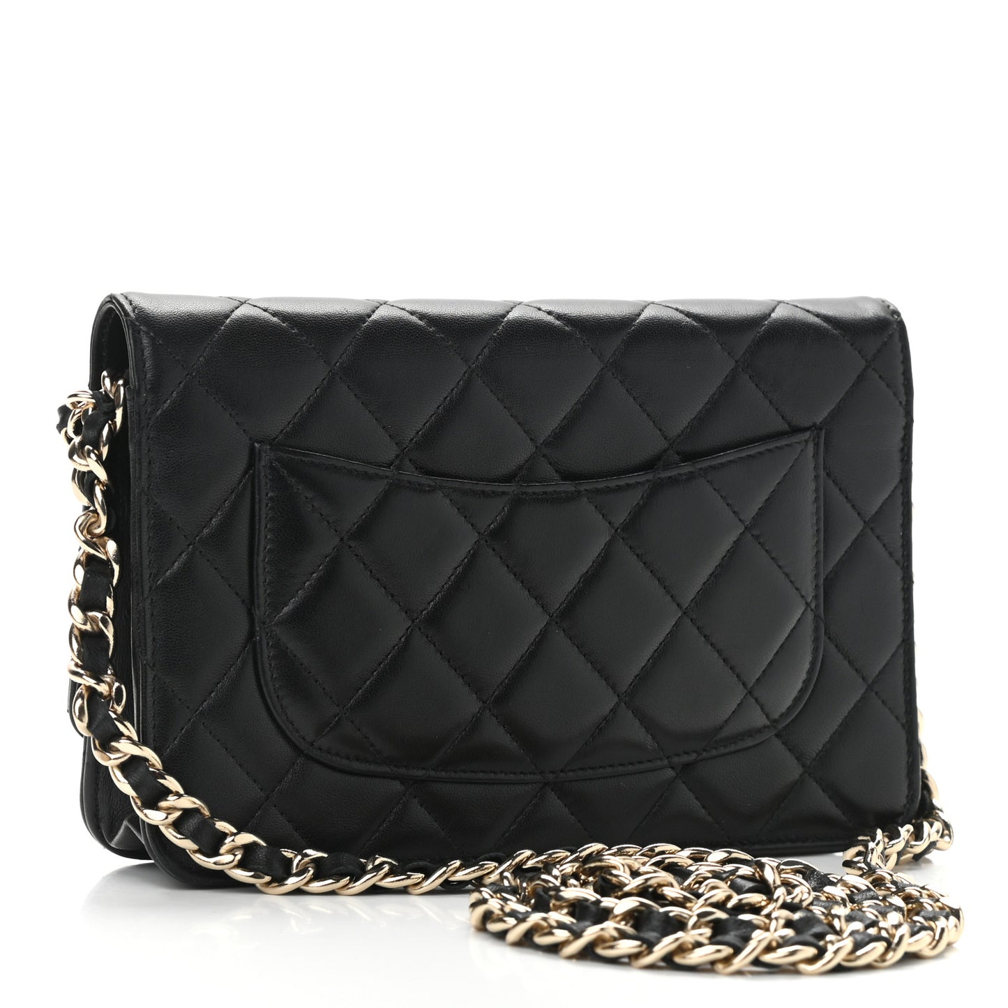 Lambskin Quilted Coco Charms Wallet On Chain Black