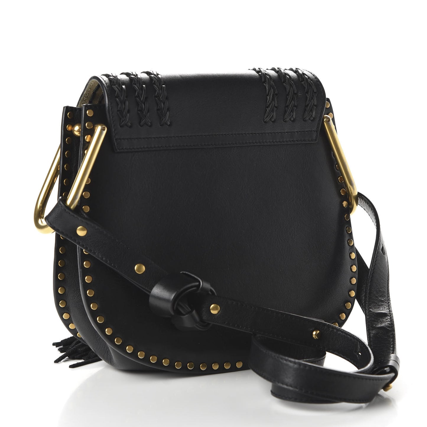 Calfskin Braided Small Hudson Shoulder Bag Black
