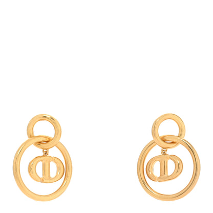 Christian Dior Metal CD Navy Earrings Gold 1 of 4