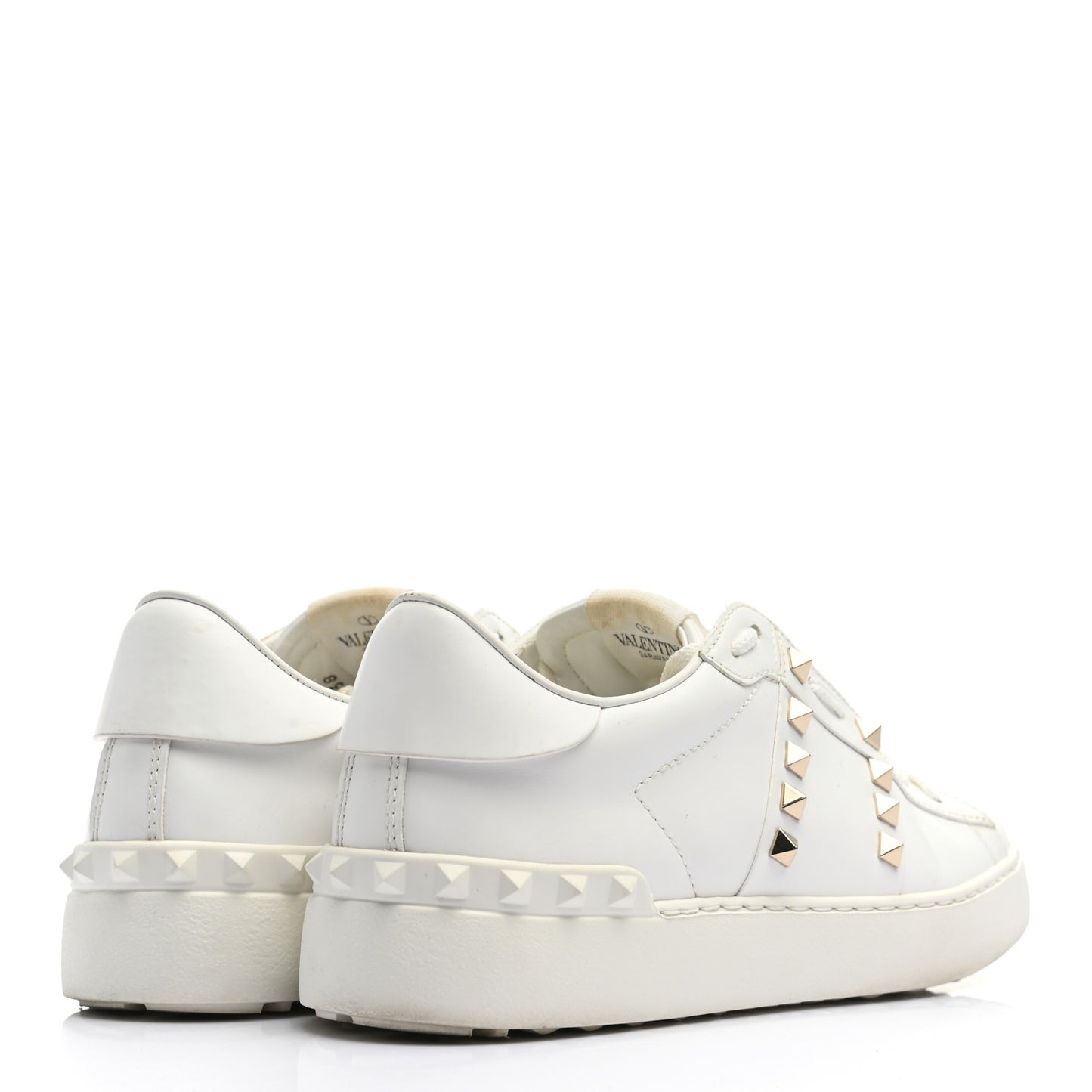 Calfskin Rockstud Untitled Open Sneakers 38 White