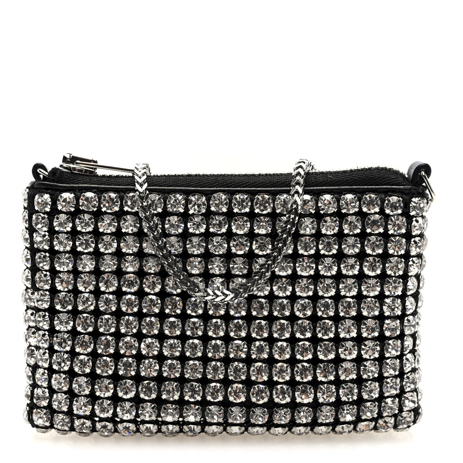 Alexander Wang Mesh Crystal Rhinestone Nano Heiress Shoulder Bag Black Silver 1 of 9