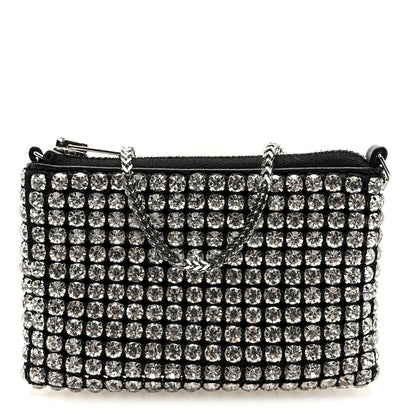 Alexander Wang Mesh Crystal Rhinestone Nano Heiress Shoulder Bag Black Silver 1 of 9