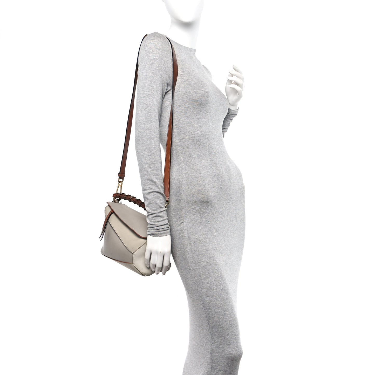 Calfskin Small Puzzle Edge Bag Ghost Soft White