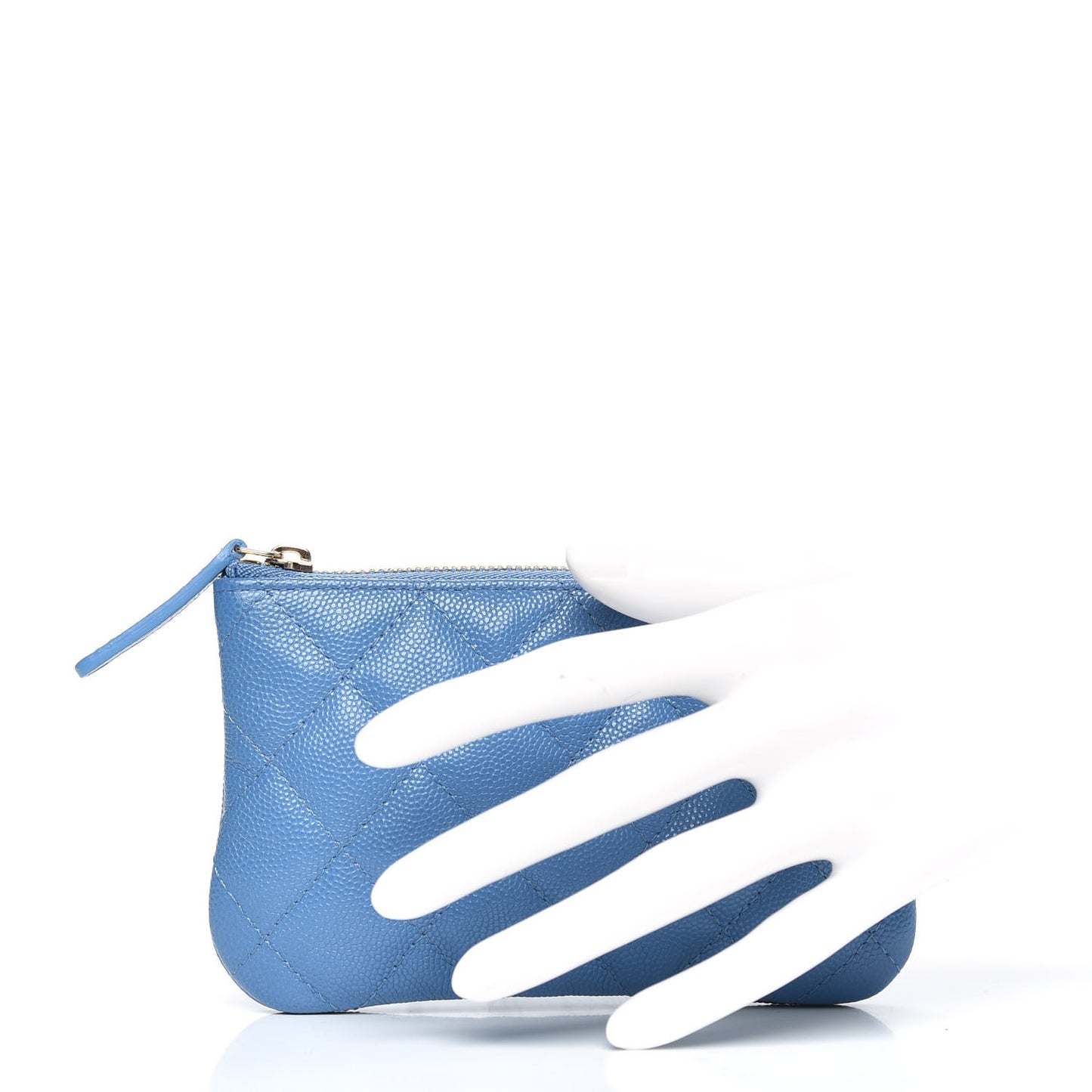 Caviar Quilted Small Cosmetic Case Blue