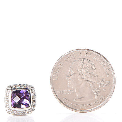 David Yurman Sterling Silver Diamond Amethyst 7mm Albion Earrings 2 of 4