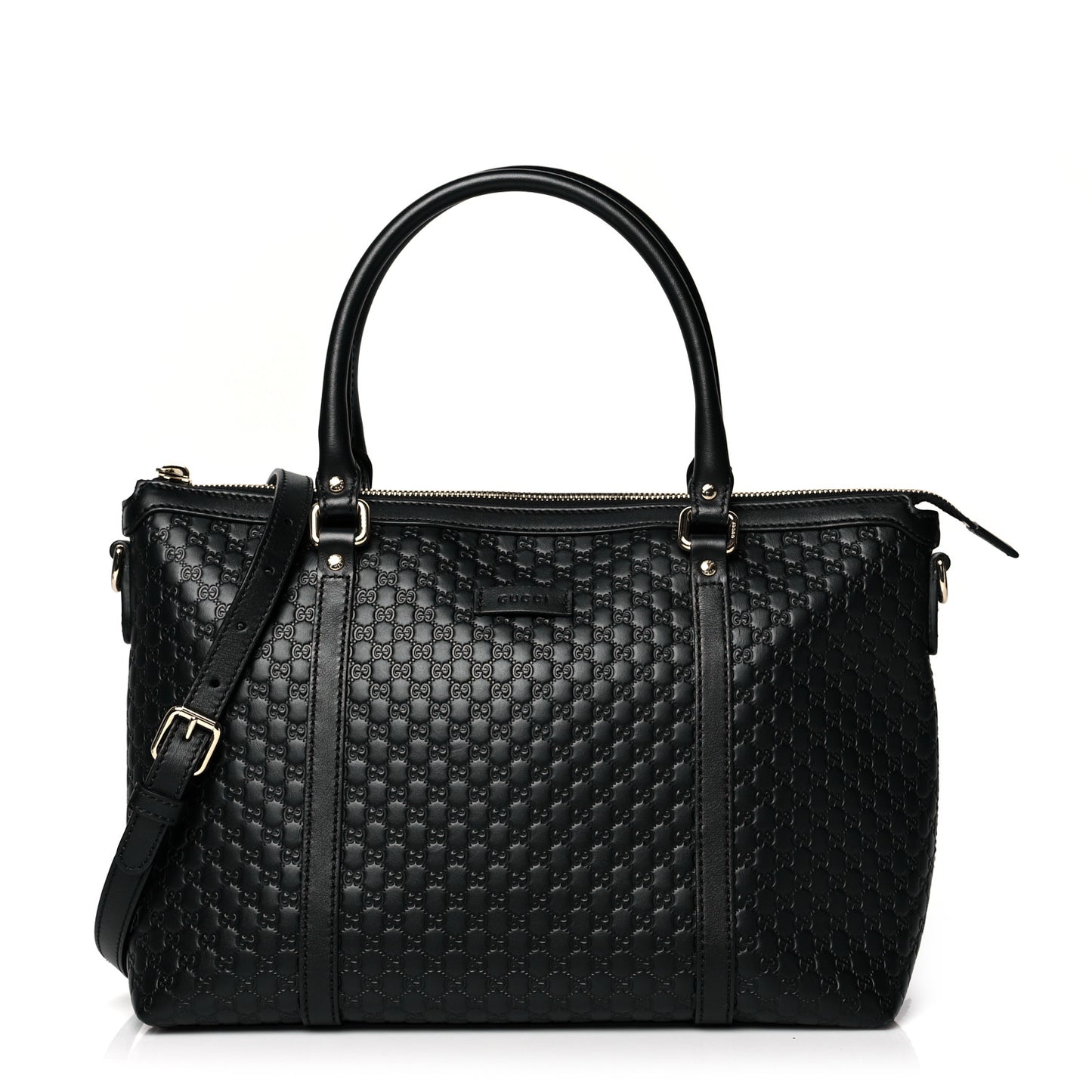 Soft Microguccissima Small Zippered Satchel Black