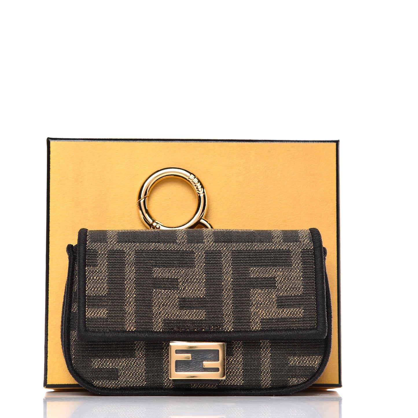 Fabric Jacquard FF 1974 Nano Baguette Charm Tobacco Moro Black